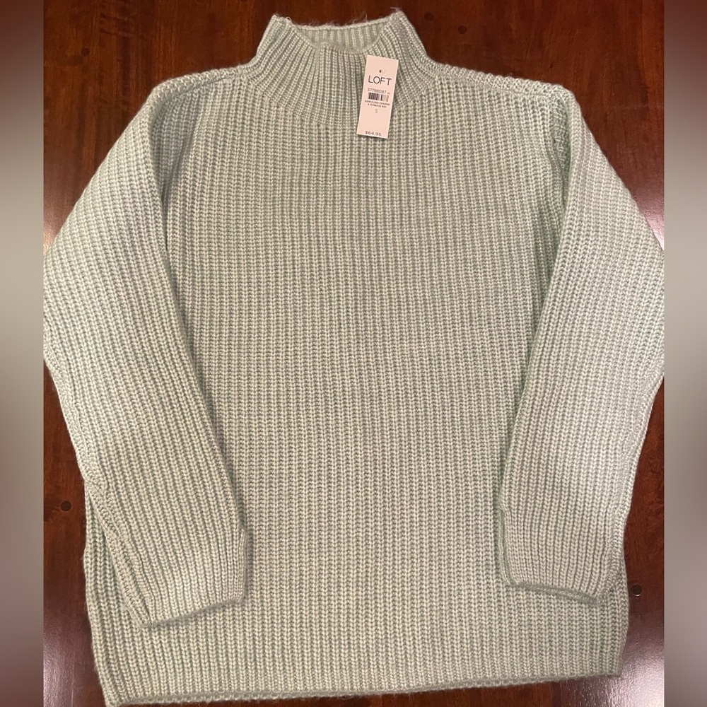 LOFT Mint Green Cowl Neck Sweater